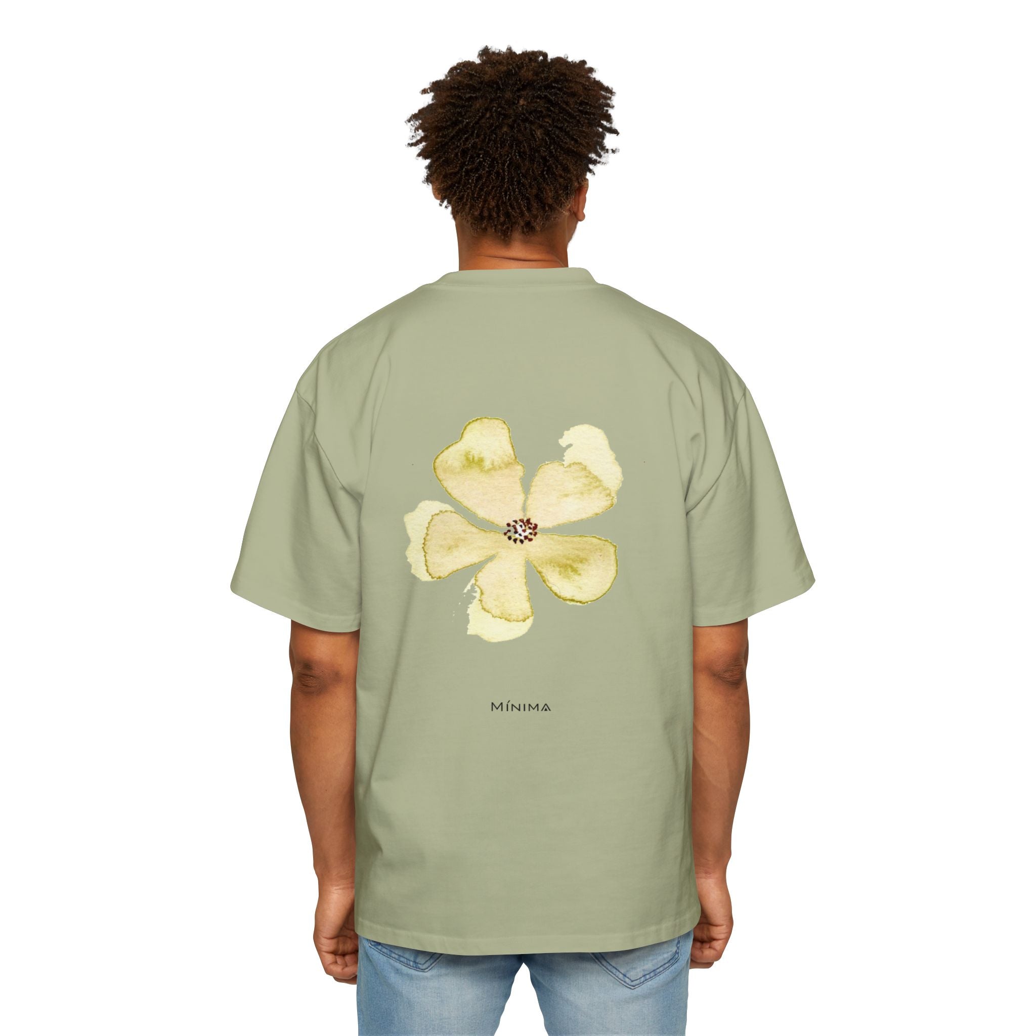 Men's Heavy Oversized Tee Watercolor Flower