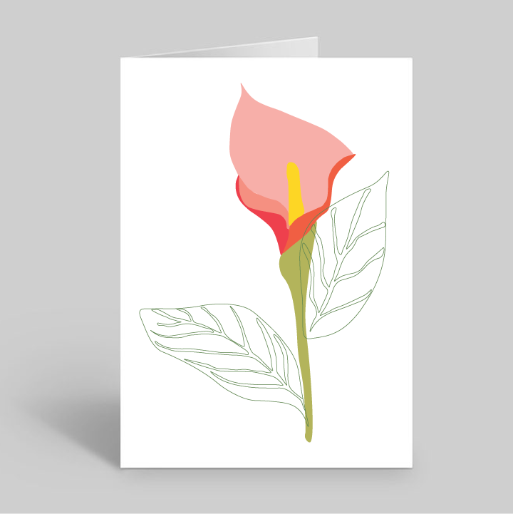 Flamingo Flower Greeting Card with Envelope