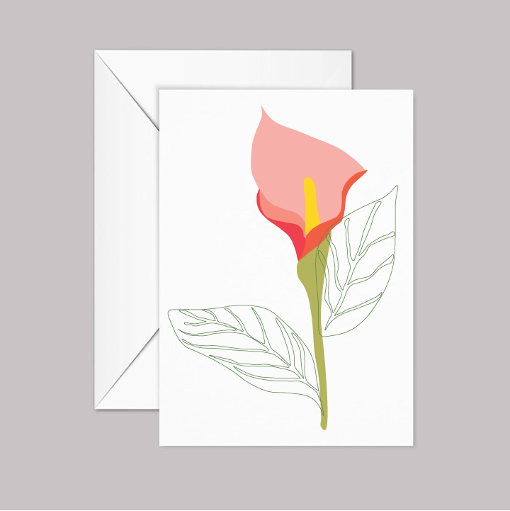 Flamingo Flower Greeting Card with Envelope