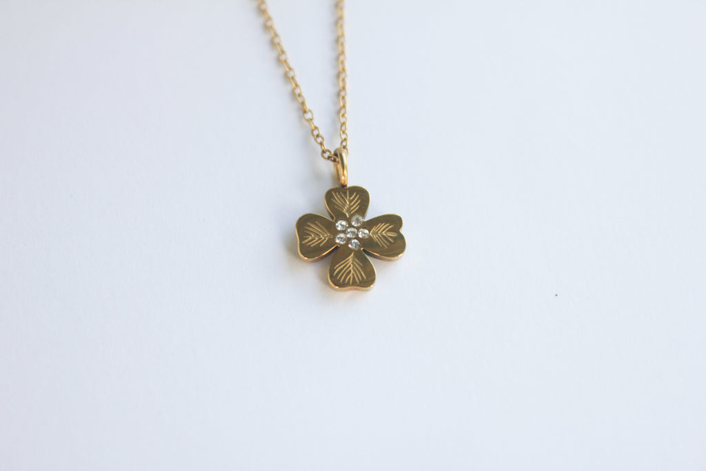 Mexican Prime Rose Willow Flower Necklace Gold Plated