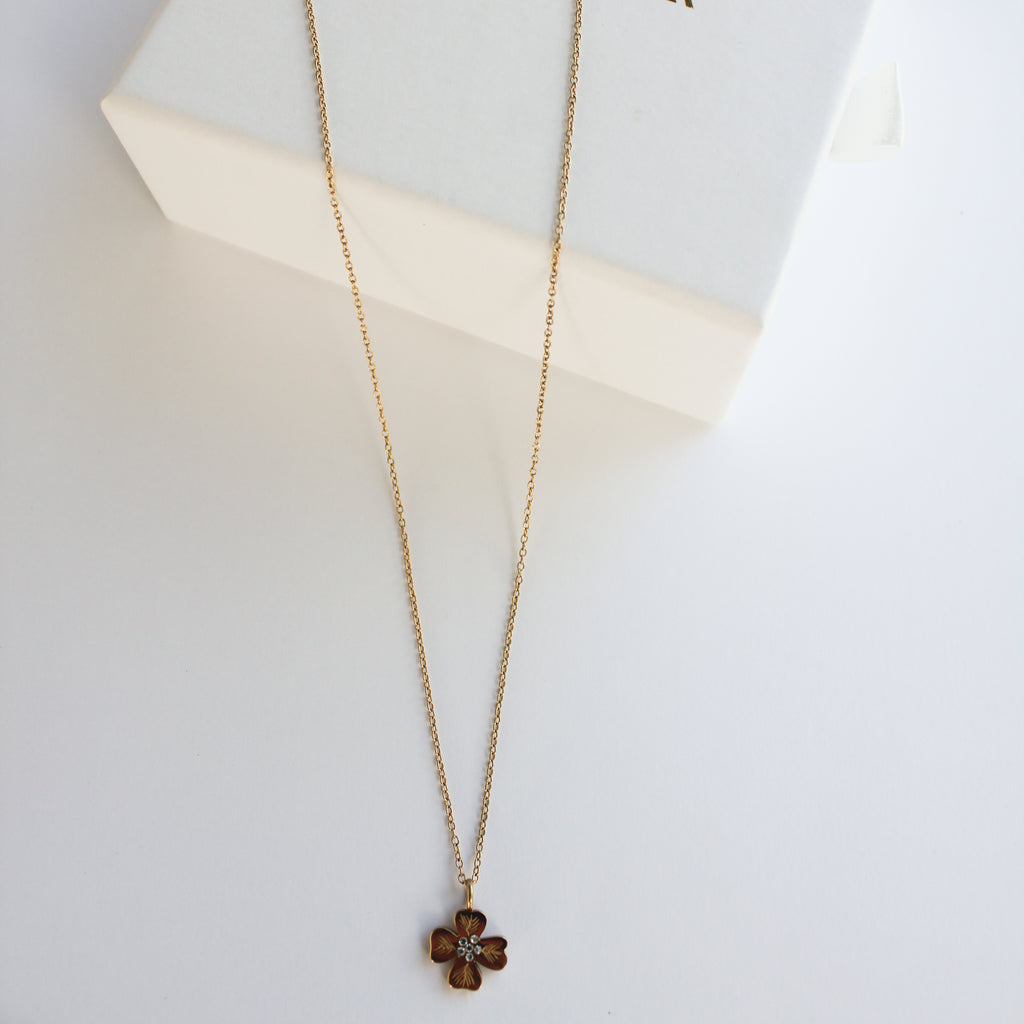 Mexican Prime Rose Willow Flower Necklace Gold Plated