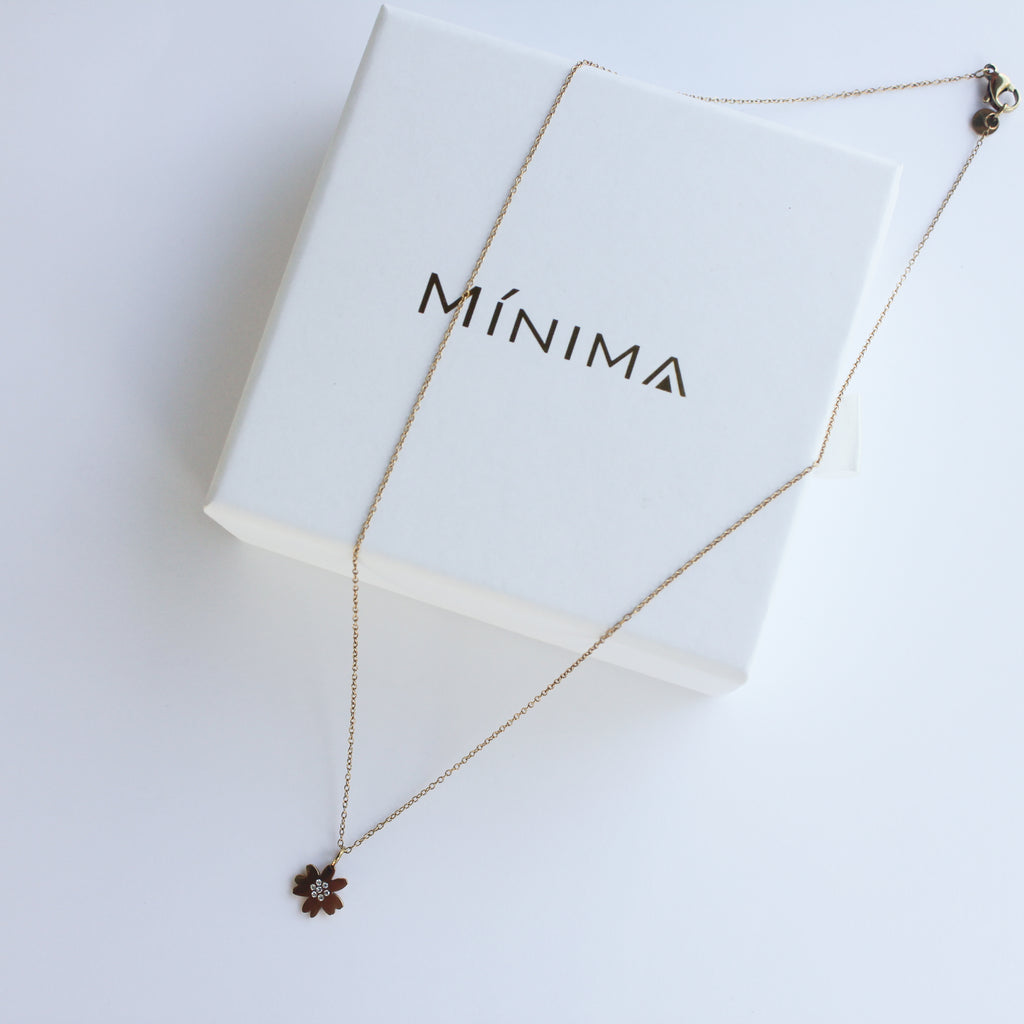 Cosmos Flower Necklace Gold Plated