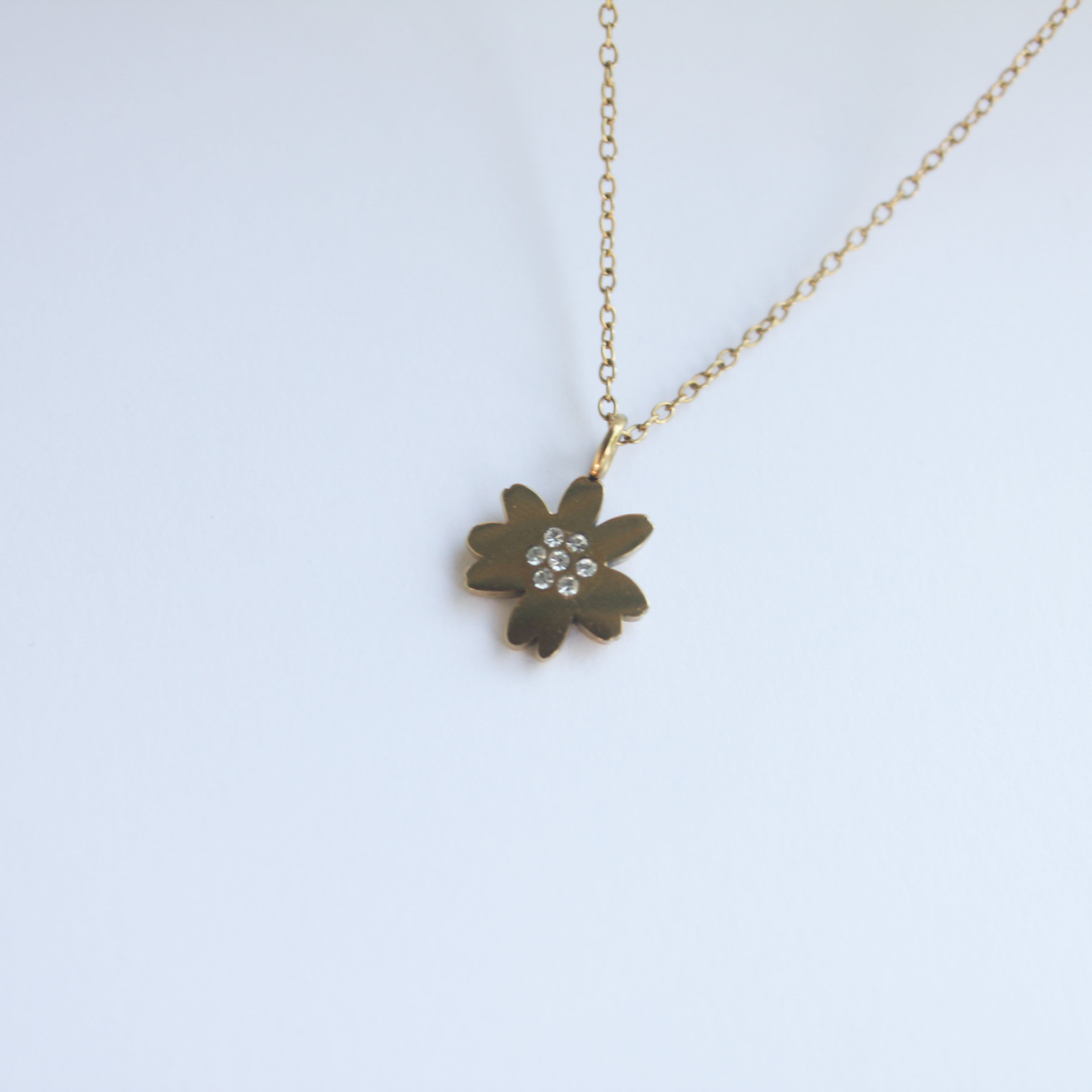 Cosmos Flower Necklace Gold Plated